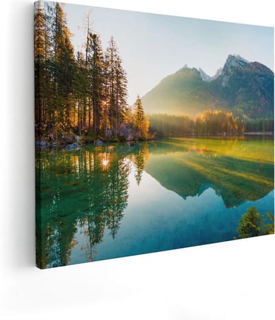 Artaza Canvas Schilderij Herfstbos - 50x40 cm - Wanddecoratie Bergen - Muurdecoratie Landschap - Schilderijen Op Canvas