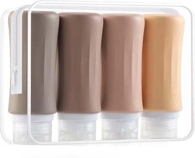Famanu – Reisflesjes Van Siliconen - Goedgekeurd Door de CAA - 98 Ml - Lekvrij - Navulbaar - Knijpbaar voor Lotion - Vloeibare Shampoos - Zepen En Toiletartikelen