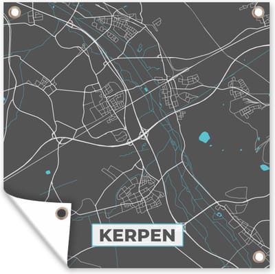 Tuin poster Duitsland – Blauw – Kerpen – Stadskaart – Kaart – Plattegrond - 200x200 cm - Tuindoek