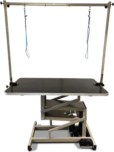 Trimtafel Elektrisch Michigan - Voor Hond & Puppy - Trimsalon - 2 Lussen - Dubbele Trimarm - Werkblad 120 x 60 cm - Verstelbaar 50-97 cm Hoog - Tot 100 kg