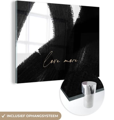 MuchoWow® Glasschilderij 120x90 cm - Schilderij acrylglas - Tekst - Abstract - Love more - Quotes - Foto op glas - Schilderijen
