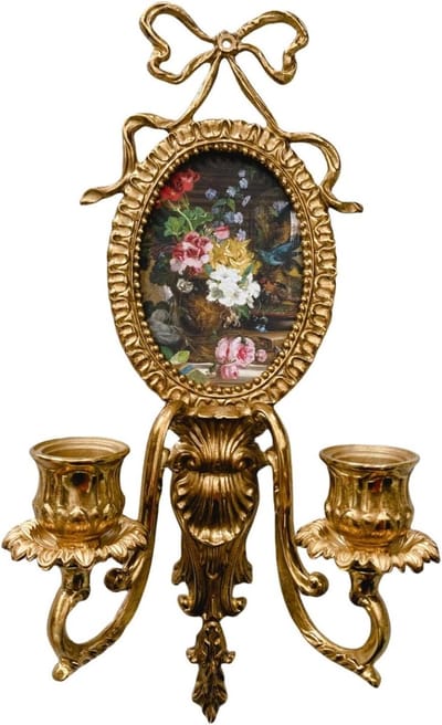 Wandkaarsenhouder - Kandelaar - Woonkamer Decoratie - Victoriaans Design - 33 cm Hoog - Goud