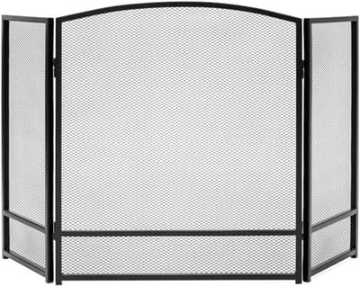 Haard Scherm - Vuur Bescherming - Veilig Stoken - Handgemaakt IJzer - 3 Panelen 87cm - Zwart