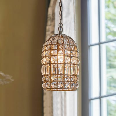 LOBERON Hanglamp Phyllis antiekbruin/helder