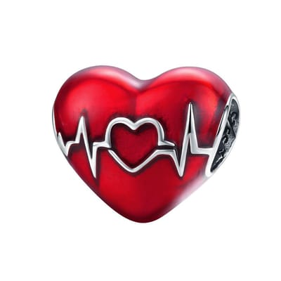 hart red heartbeat bedel | bedels voor armband | heart love bead | Zilverana | geschikt voor alle bekende merken | 925 zilver | moederdag