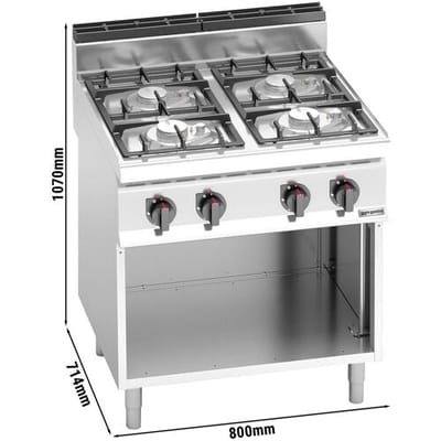 GGM Gastro Gasherd - 21,5 kW - 4 Brenner Zilver
