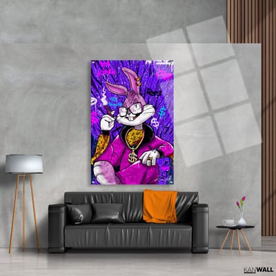 Luxe Plexiglas Schilderij Bugs Bunny| 40x60 | Woonkamer | Slaapkamer | Kantoor | Muziek | Design | Art | Modern | ** 5MM DIK**