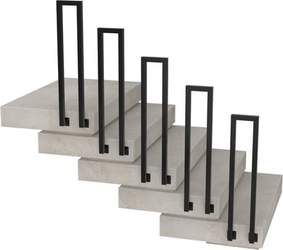 NAIZY binnentrapleuning, U-vormig, zwarte metalen trapleuning, zijmontage voor villa's, gangen en appartementen, binnen en buiten, 95 cm