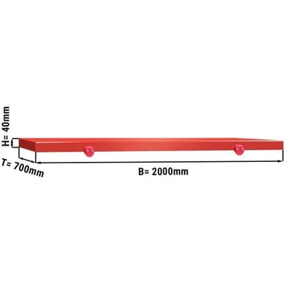 GGM Gastro Schneideplatte für Arbeitstisch - 2000x700mm - HACCP-Konform - Rot Rood