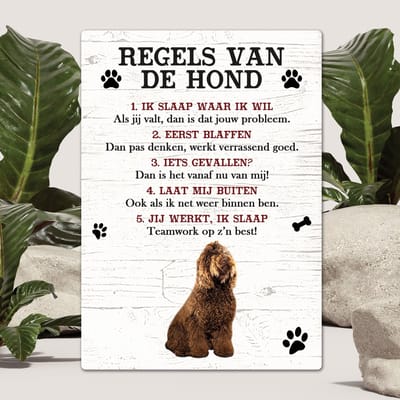 Spreuken - Barbet - Regels Van De Hond - Spreuken Bordjes - Spreukenbord - Tekstborden - Cadeau - Hondenras