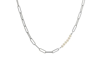 ketting dames | zilveren dames ketting | schakelketting dames | dames ketting met parels | 925 zilver | 40-45 cm | cadeau voor vrouw | black friday 2023 | schoencadeautje sinterklaas | kerstcadeau voor vrouw