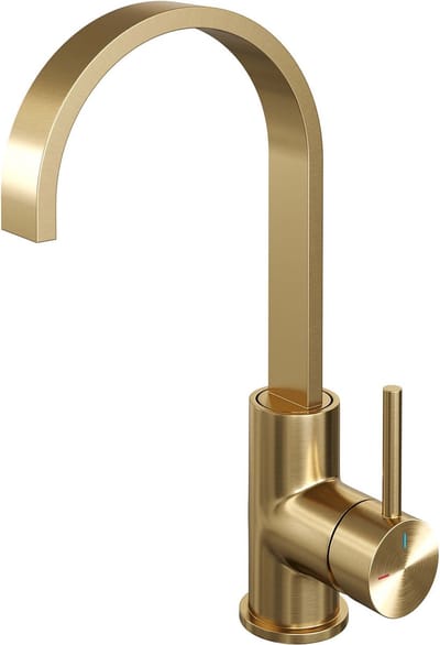 Brauer Gold - Edition Wastafelmengkraan opbouw - hoog - draaibaar - platte uitloop - model a - PVD - geborsteld goud
