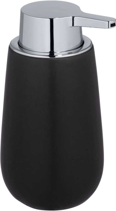 WENKO Zeepdispenser Badi zwart mat keramiek 320ml - Zeeppompje vrijstaand en navulbaar - Badkamer/toilet/keuken