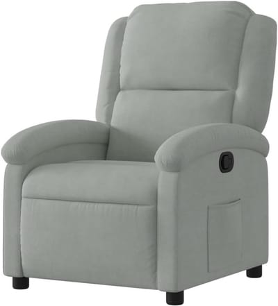 Relaxstoel Fluweel - Comfortstoel Ligstoel - Ontspannen Zitten - Handmatige Ligfunctie - 71 x 865 x 995 cm - Lichtgrijs