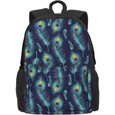 Pauwveer Design Rugzak Blauw Dierlijke Reizen Rugzakken Mannen Design Print Middelbare School Tassen Moderne Rugzak 36x32x10cm