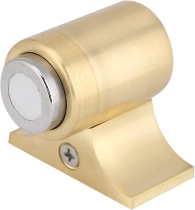 Magnetische deurstopper - Roestvrijstalen deurvanger met zachte sluiting - Geluidsarme deurstopper voor wand- of vloermontage - Krachtige deurhouder (geel koper) .