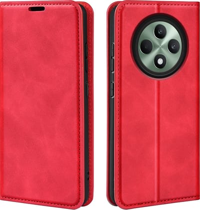 MobyDefend Hoesje - Geschikt voor Oppo Reno12 F - Luxe Wallet Bookcase (Magnetische Sluiting) - Rood