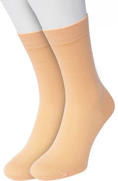 Bonnie Doon Basic Sokken Dames Perzik Oranje maat 36/42 - 2 paar - Basis Katoenen Sok - Gladde Naden - Brede Boord - Uitstekend Draagcomfort - Perfecte Pasvorm - 2-pack - Multipack - Effen - Licht Orange - Peach - OL834222.311