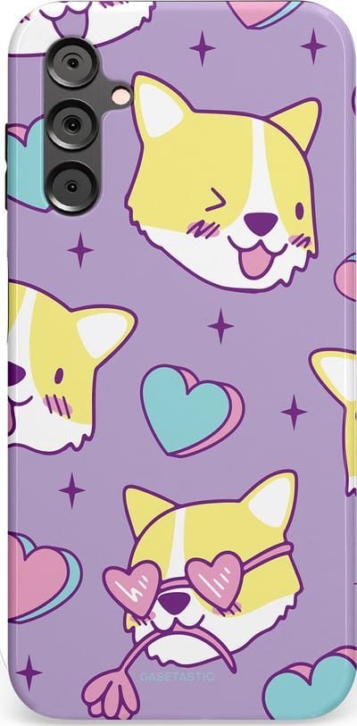 Casetastic Hoesje Geschikt voor Samsung A14 (5G/4G) - Stijlvolle Beschermende Duo-layer Case - Liefde is een Corgi