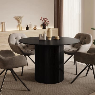 Meubella - Modena - Eetkamertafel - Zwart - 120x120x76 cm