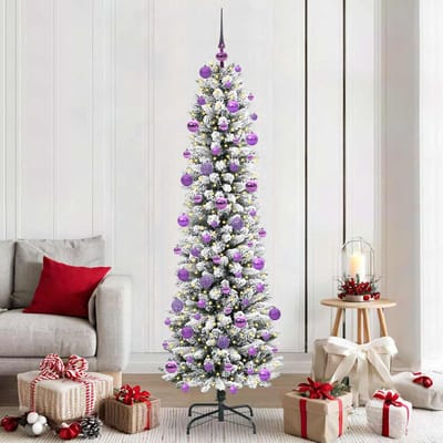 vidaXL - Kunstkerstboom - Wit - 210 - cm - PVC - en - Metaal - en - Plastic