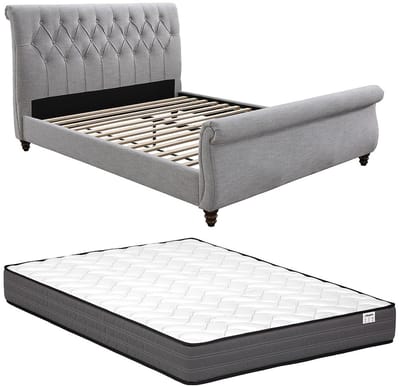 Vente-unique Bedframe stof grijs 140 x 190 cm