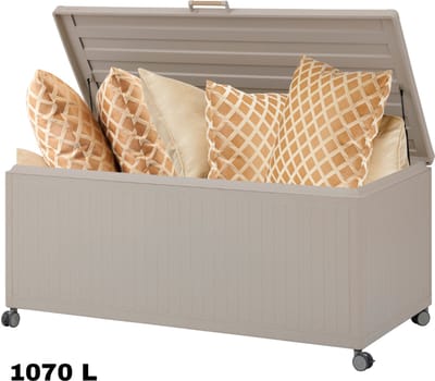 Hesperide Luxe Opbergbox - Premium - 1070L - Tuinkussenbox - Soft Close - Waterdicht - 182.2x89.4x78cm - Met Deksel - Beige - Kussenbox - Tuin - met Wieltjes - Buiten - EDENIO