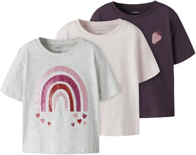 NAME IT - NMFBELINA 3P SS NREG TOP PB - Meisjes - T-shirts