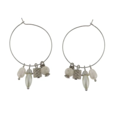 Behave - Oorbellen - Oorringen met parels - zilverkleur - boho chic - 4.5 cm