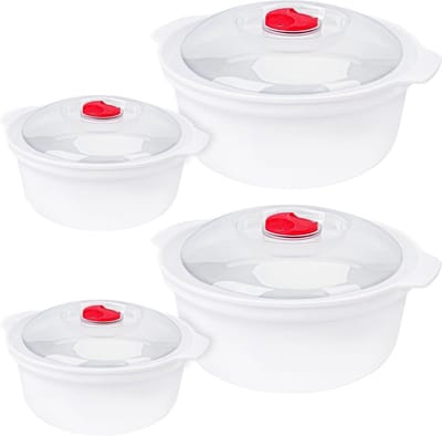 Allecta - Magnetron Voedsel Containers Set - 800 ml - BPA-vrij - Kookpotten en Opslagkommen - Vaatwasser Veilig