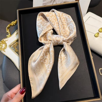 Designer Zijde Vierkante Sjaal Dames Satijnen Sjaal Wikkel Hijab Vrouwen Haarband Pols Luxe Hoofddoek 70*70cm Echarpe Bandana 70x70cm gray