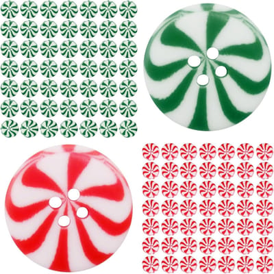 Decoratieve Kerstknopen in Rood en Groen - 100 Stuks, Creatieve Knopen voor Kerstversiering, Handgemaakte Decoratie Accessoires en Snoepknopen voor Feestdagen