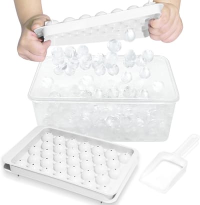 Ronde IJsblokjesvorm met Deksel en Container - Ideaal voor Cocktails en Dranken