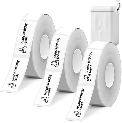 Dailygoods - 3 Rollen Zelfklevende Thermische Etiketten, 12 x 40 mm – 160 Labels per Rol