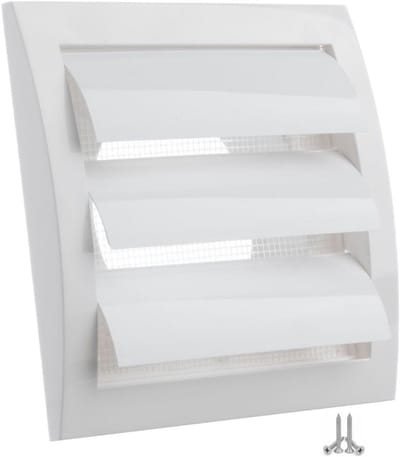 Ventilatierooster Kunststof - Afsluitrooster Lamellen - Luchtcirculatie Binnen - Insectenwerend Net - 150 x 150 mm - Wit