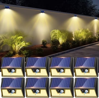 Led-spots voor buiten met bewegingsmelder - 8 stuks waterdichte solarlampen