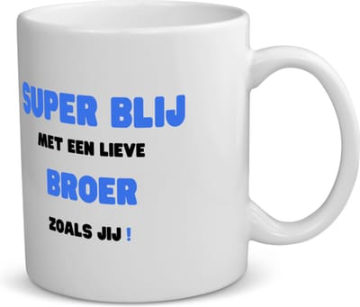 Akyol - super blij met een lieve broer zoals jij koffiemok - theemok - Broer - de liefste broer - verjaardag - cadeautje voor broer - broer artikelen - kado - geschenk - 350 ML inhoud