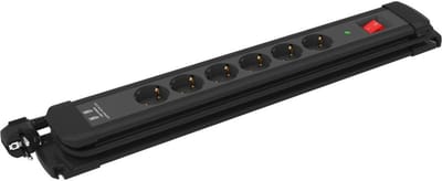 Stekkerdoos - 6 voudig - 2x USB - Aan/uit schakelaar - 2 meter - Zwart - Allteq