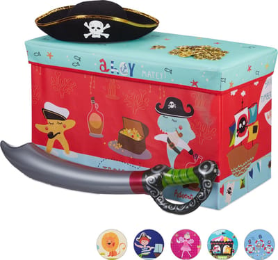 speelgoedkist - 50 liter - piraat - opbergmand - speelgoedmand kinderkamer - rood