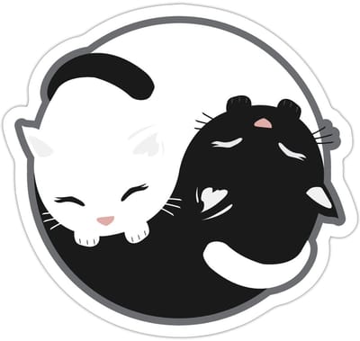 Yin Yang Katten Sticker maat S (10 x 10 cm)