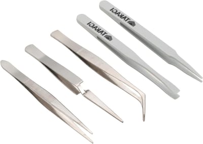 Pincet Set - Precisie Tangen - Fijn Werk - 5 Stuks Roestvrij Staal - Ultra Fijn - Zilver