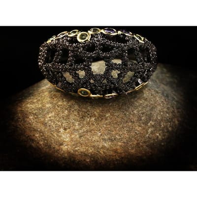 Zilver Hoge Kwaliteit Zwart Nano Zirkoon Zwart Verguld Holle Ring Populaire Mode Bruiloft Verloving Sieraden Cadeau 10 black