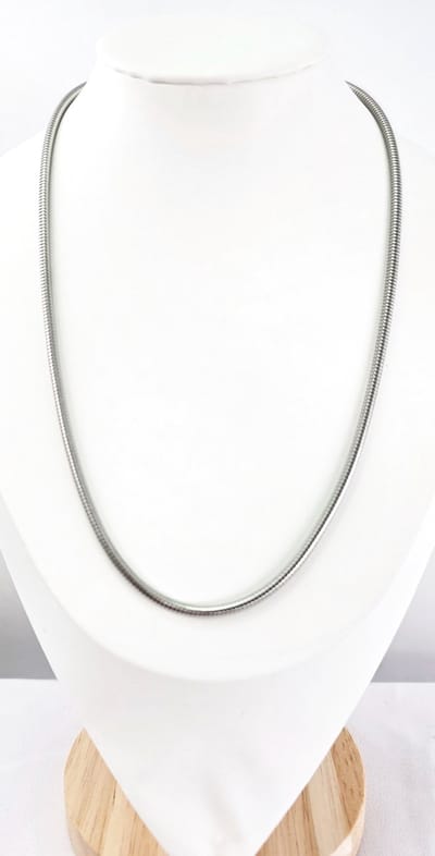 Halsketting - RVS - Ronde - Slangenketting - zilverkleur - L 50 cm - D 3.2mm - prachtige te combineren met of zonder hanger - mannen - Vrouw.