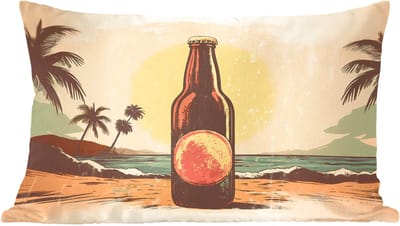 Sierkussens - Kussentjes Woonkamer - 60x40 cm - Bierfles - Zonsondergang - Palmbomen - Zee