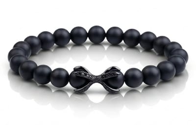 Armband Heren Zwart – Kralenarmband Onyx Natuursteen – Stoere Heren Armband Stainless Steel – Elastische Armband Mannen – Cadeau voor Mannen – Galeara Fuori 21,5cm
