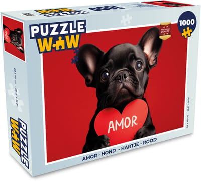 Puzzel Amor - Hond - Hartje - Rood - Legpuzzel - Puzzel 1000 stukjes volwassenen