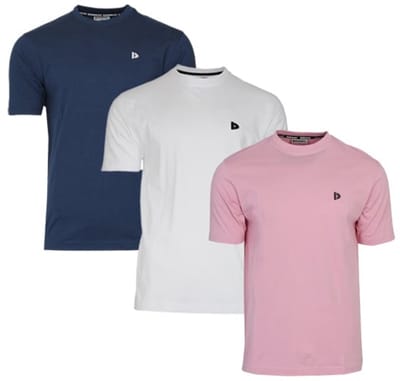 3-Pack Donnay - T-shirt (Vince) - Sportshirt - Heren - Navy/White/Candy Pink (752) - maat S