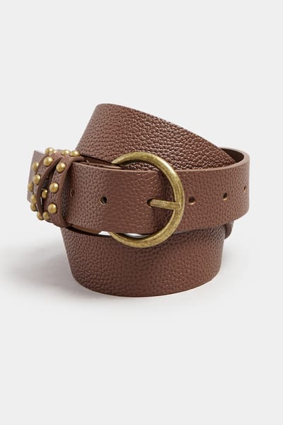 Yours Riem Van Imitatieleer Met Studdetail In Bruinsize 42-44