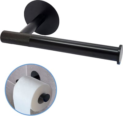 Sanics® Orca Deluxe WC Rolhouder Zonder Boren - Toiletrolhouder Zelfklevend - WC Papier Houder - Closetrolhouder Zwart/RVS