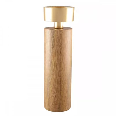 KANDELAAR | KAARSENSTANDAARD | LANTAARN | WINDLICHTEN | KAARSENHOUDERS | WAXINELICHTHOUDER | THEELICHTHOUDER | HOUT METAAL | XL ECTRA LARGE | BRUIN GOUD | 7.5x7.5x27CM.
